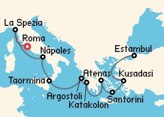 Itinerario del Crucero Islas Griegas desde Roma - Civitavecchia Oceania Cruises