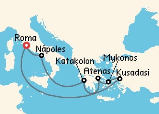 Itinerario del Crucero Islas Griegas desde Roma - Civitavecchia Carnival Cruise Lines