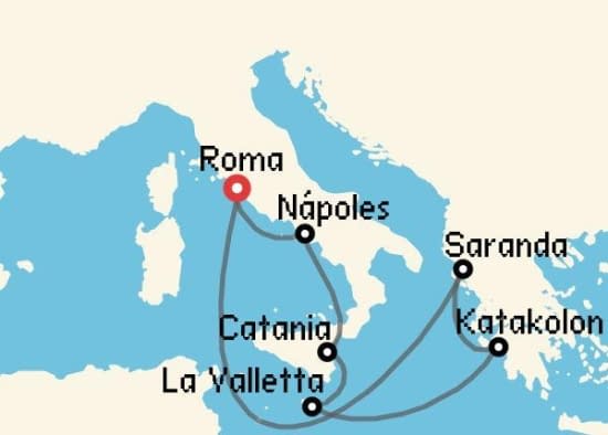 Itinerario del Crucero Mediterráneo desde Roma - Civitavecchia Princess Cruises