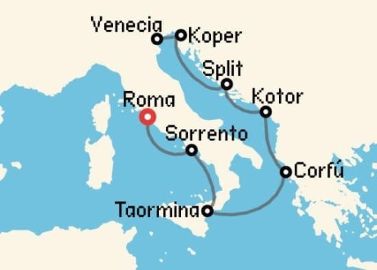Itinerario del Crucero Islas Griegas desde Roma - Civitavecchia Oceania Cruises