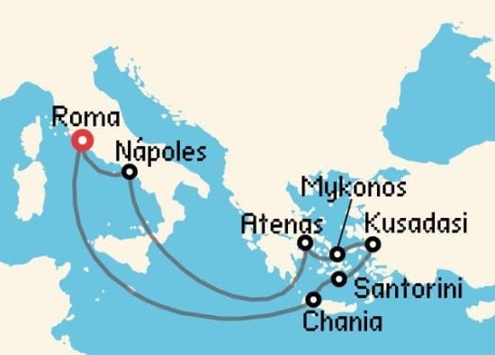 Itinerario del Crucero Islas Griegas desde Roma - Civitavecchia Royal Caribbean