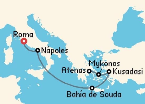 Itinerario del Crucero Islas Griegas desde Roma - Civitavecchia Princess Cruises
