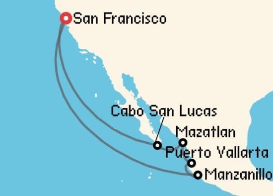 Itinerario del Crucero Riviera Mexicana desde San Francisco Princess Cruises