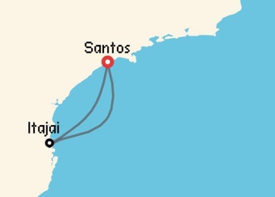 Itinerario del Crucero Sudamérica desde Santos - Sao Paulo Costa Cruceros