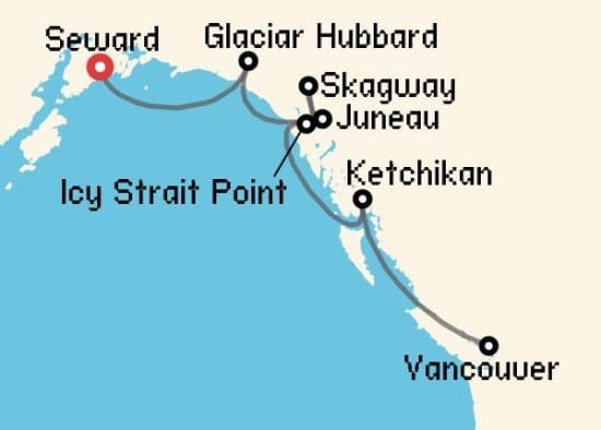 Itinerario del Crucero Alaska desde Seward - Alaska Celebrity Cruises