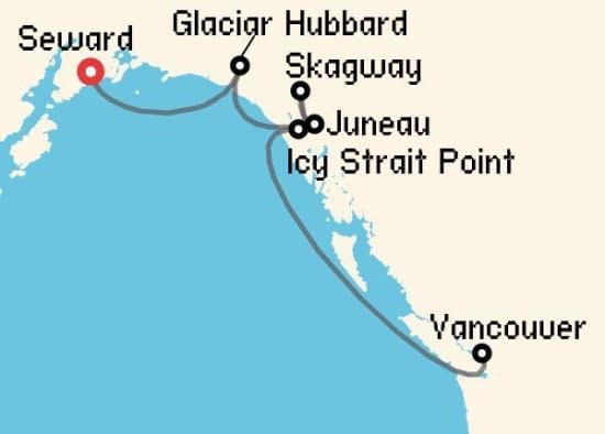 Itinerario del Crucero Alaska desde Seward - Alaska Royal Caribbean