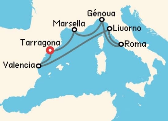 Itinerario del Crucero Mediterráneo desde Tarragona MSC Cruceros