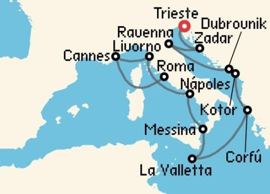 Itinerario del Crucero Islas Griegas desde Trieste Norwegian Cruise Line