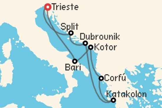Itinerario del Crucero Islas Griegas desde Trieste Costa Cruceros