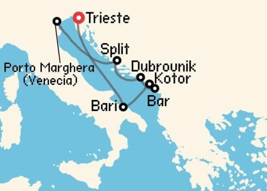 Itinerario del Crucero Islas Griegas desde Trieste Costa Cruceros