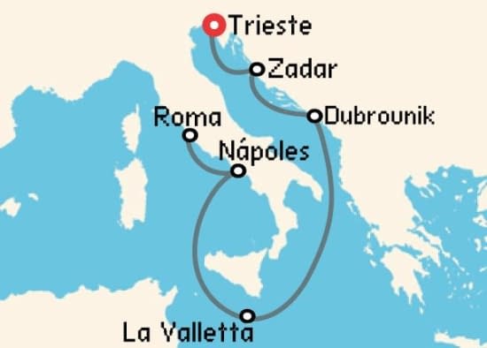 Itinerario del Crucero Islas Griegas desde Trieste Cunard