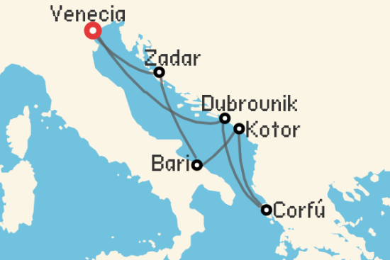 Itinerario del Crucero Islas Griegas desde Venecia MSC Cruceros