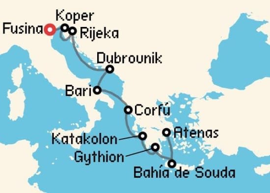 Itinerario del Crucero Islas Griegas desde Fusina - Venecia Silversea