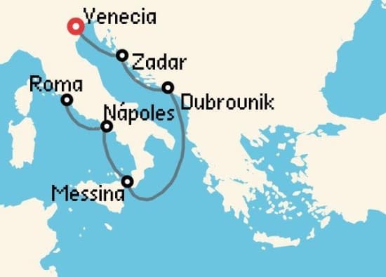 Itinerario del Crucero Mediterráneo desde Porto Marghera - Venecia Windstar Cruises