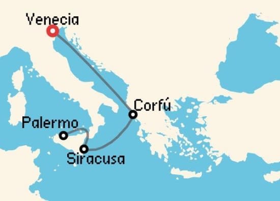 Itinerario del Crucero Islas Griegas desde Venecia MSC Cruceros