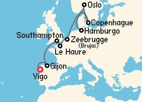 Itinerario del Crucero Báltico y Norte de Europa desde Vigo MSC Cruceros