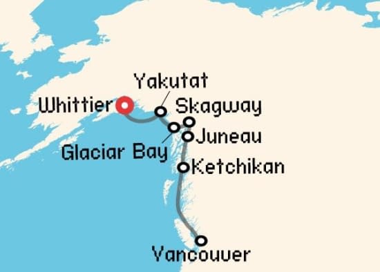 Itinerario del Crucero Alaska desde Whittier - Alaska Princess Cruises