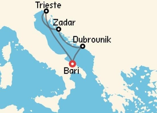 Itinerario del Crucero Islas Griegas desde Bari MSC Cruceros