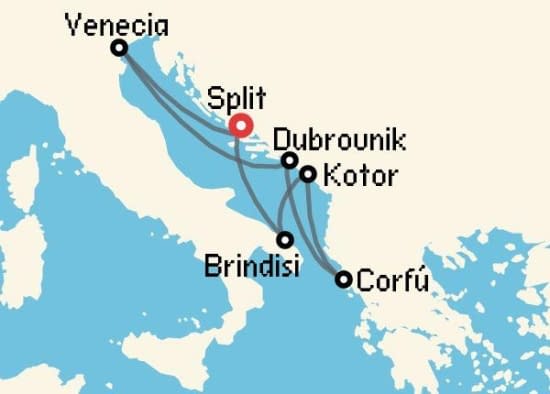 Itinerario del Crucero Islas Griegas desde Split MSC Cruceros