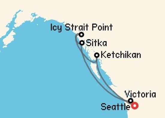 Itinerario del Crucero Alaska desde Seattle Oceania Cruises