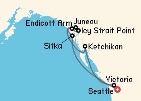 Itinerario del Crucero Alaska desde Seattle Norwegian Cruise Line