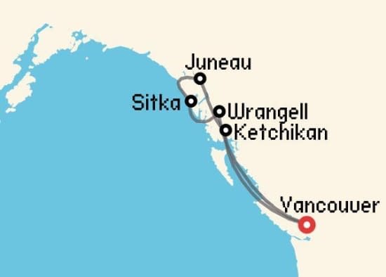 Itinerario del Crucero Alaska desde Vancouver Oceania Cruises