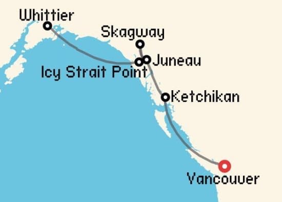 Itinerario del Crucero Alaska desde Vancouver Norwegian Cruise Line