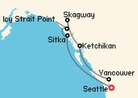 Itinerario del Crucero Alaska desde Seattle Virgin Voyages