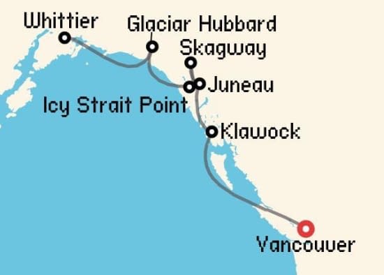 Itinerario del Crucero Alaska desde Vancouver Regent Seven Seas Cruises