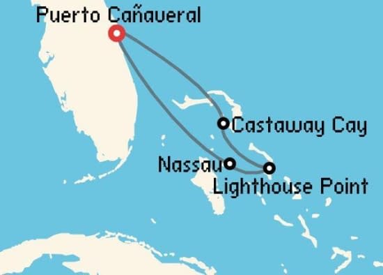 Itinerario del Crucero Caribe desde Puerto Cañaveral Disney Cruise Line