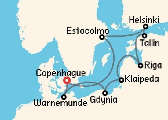 Itinerario del Crucero Báltico y Norte de Europa desde Copenhague MSC Cruceros
