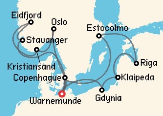 Itinerario del Crucero Báltico y Norte de Europa desde Warnemunde - Berlín MSC Cruceros
