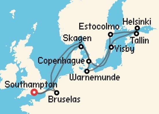 Itinerario del Crucero Báltico y Norte de Europa desde Southampton Princess Cruises