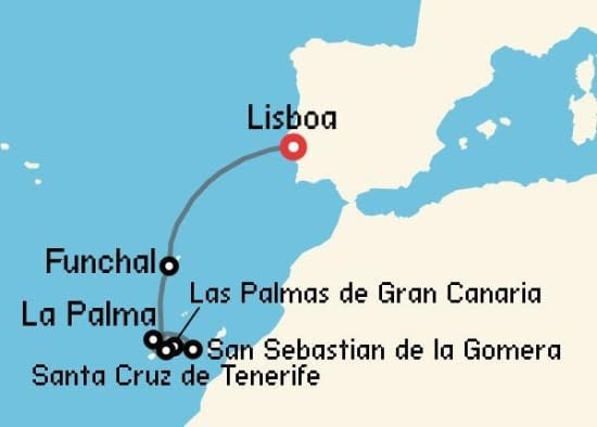 Itinerario del Crucero Islas Canarias desde Lisboa Windstar Cruises