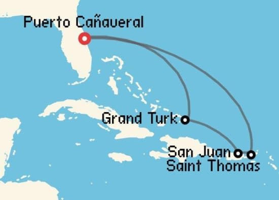 Itinerario del Crucero Caribe desde Puerto Cañaveral Carnival Cruise Lines