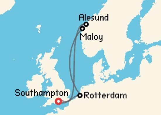 Itinerario del Crucero Fiordos Noruegos desde Southampton Disney Cruise Line
