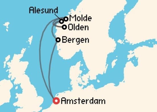 Itinerario del Crucero Fiordos Noruegos desde Amsterdam Celebrity Cruises