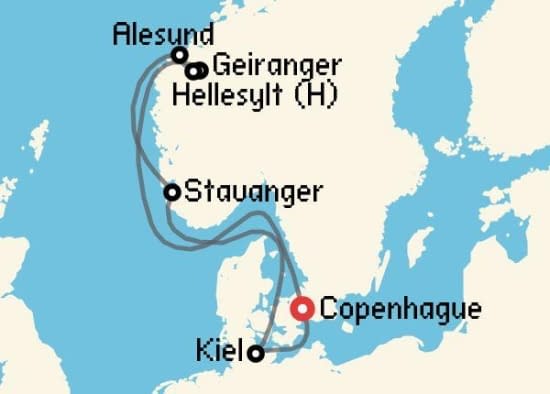 Itinerario del Crucero Fiordos Noruegos desde Copenhague Costa Cruceros