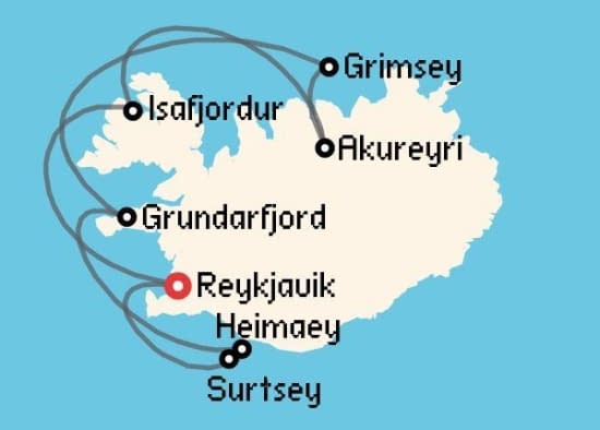 Itinerario del Crucero Islandia y Groenlandia desde Reykjavik Ponant