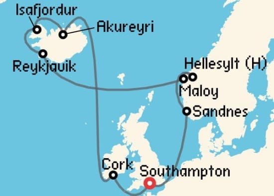 Itinerario del Crucero Islandia y Groenlandia desde Southampton MSC Cruceros