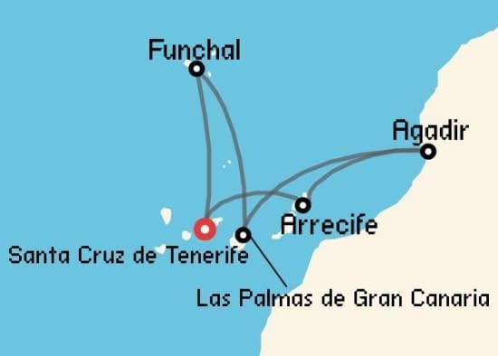 Itinerario del Crucero Islas Canarias desde Santa Cruz de Tenerife Costa Cruceros