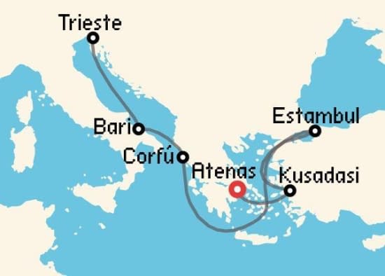 Itinerario del Crucero Islas Griegas desde Atenas - El Pireo MSC Cruceros