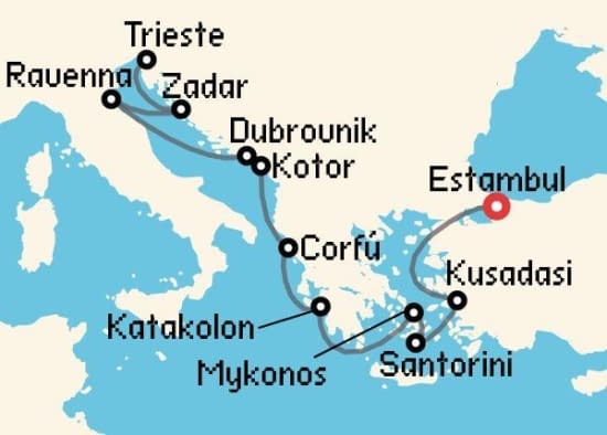 Itinerario del Crucero Islas Griegas desde Estambul Norwegian Cruise Line