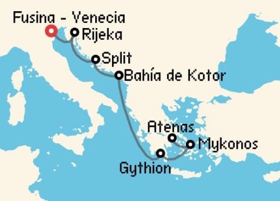 Itinerario del Crucero Islas Griegas desde Fusina - Venecia Regent Seven Seas Cruises
