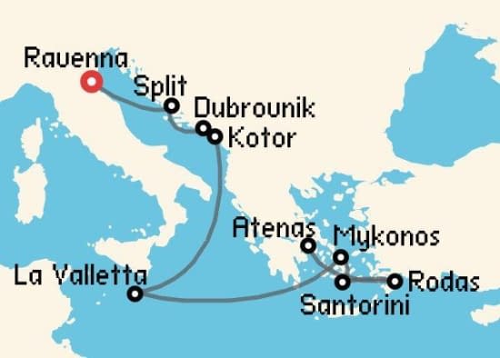 Itinerario del Crucero Islas Griegas desde Ravenna Celebrity Cruises