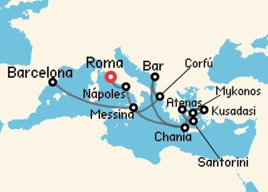Itinerario del Crucero Islas Griegas desde Roma - Civitavecchia Princess Cruises