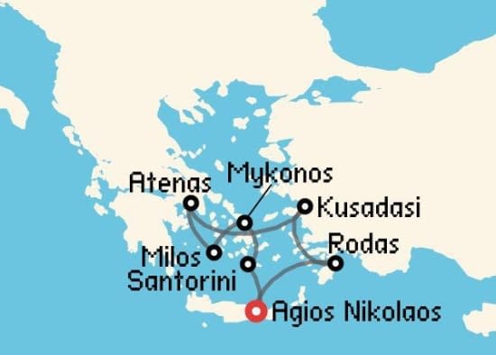 Itinerario del Crucero Islas Griegas desde Agios Nikolaos - Creta Celestyal Cruises