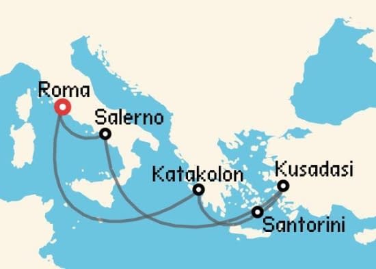Itinerario del Crucero Islas Griegas desde Roma - Civitavecchia Princess Cruises