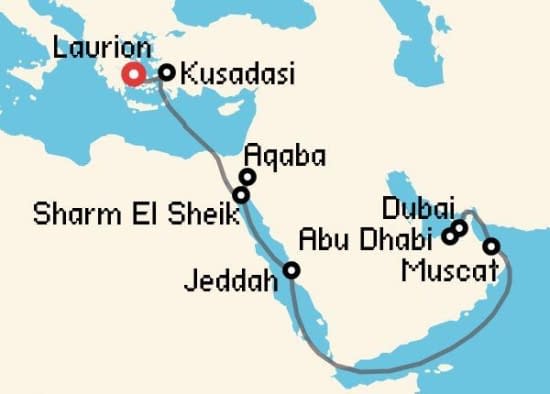 Itinerario del Crucero Emiratos Árabes y Dubai desde Lavrion Celestyal Cruises