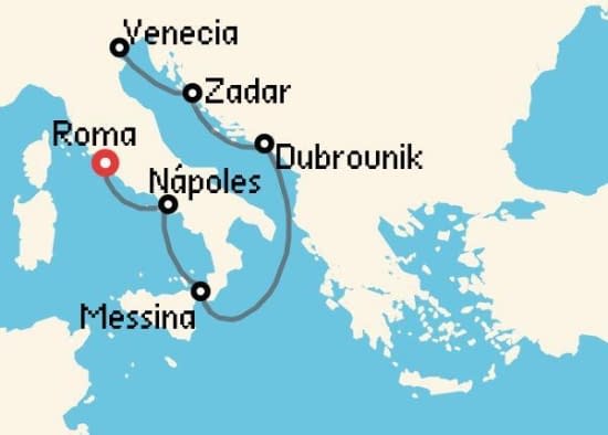 Itinerario del Crucero Mediterráneo desde Roma - Civitavecchia Windstar Cruises